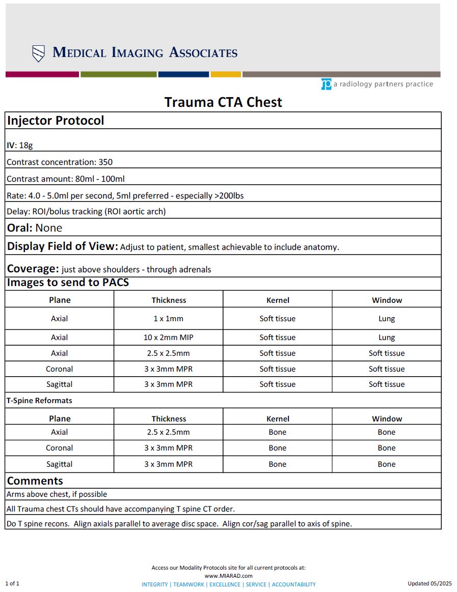 CT Trauma CTA Chest